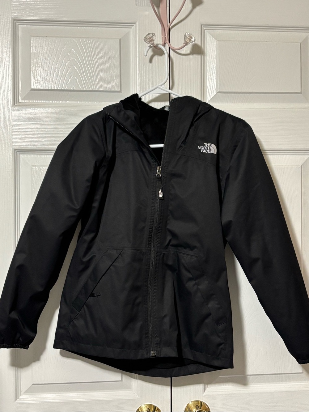 The North Face Kids' Black Hooded Jacket Fleece Line Sz L(14-16) EC
